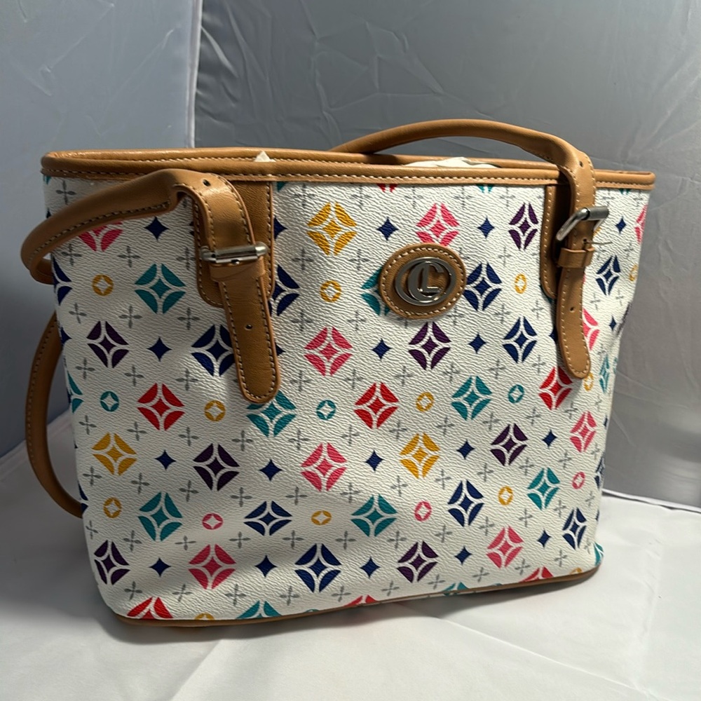Nice brand new white & multicolored purse.